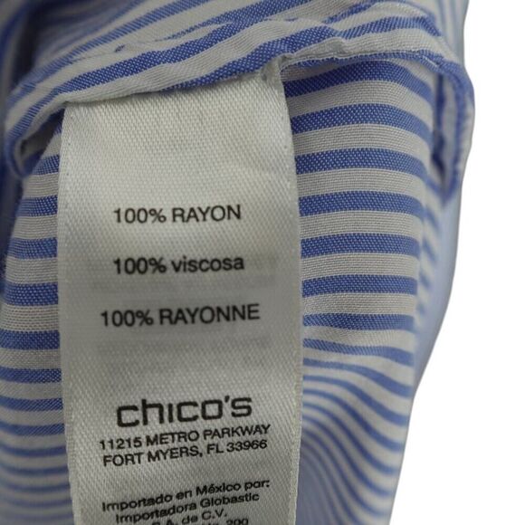 Chico's Blue Striped High-Low Long Sleeve Tunic Shirt - Picture 14 of 14